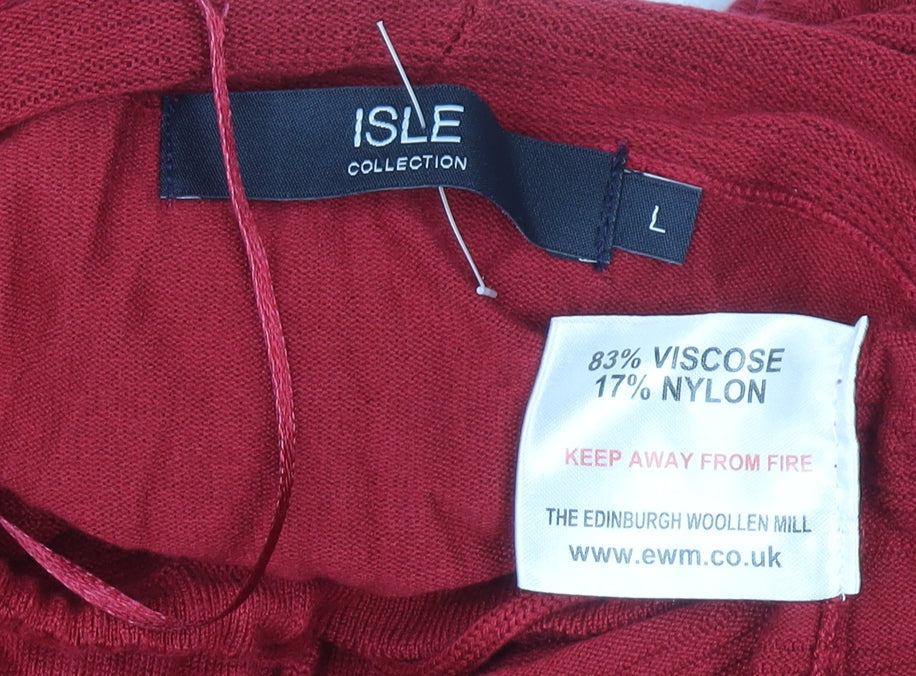 Womens UK Size L Isle Collection Red Pullover Jumper