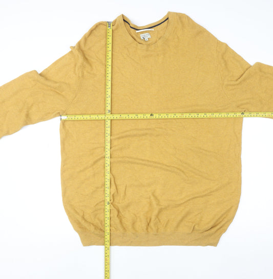 Racing Green Men’s Yellow Cotton Crew Neck Pullover Jumper XL