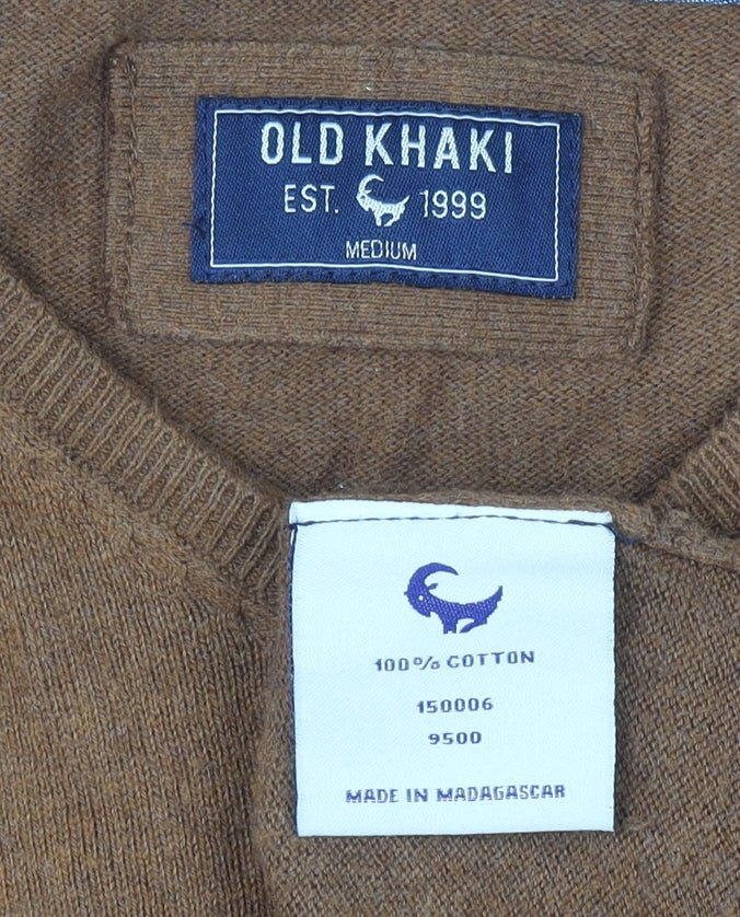 Mens UK Size M Old Khaki Brown Pullover Jumper