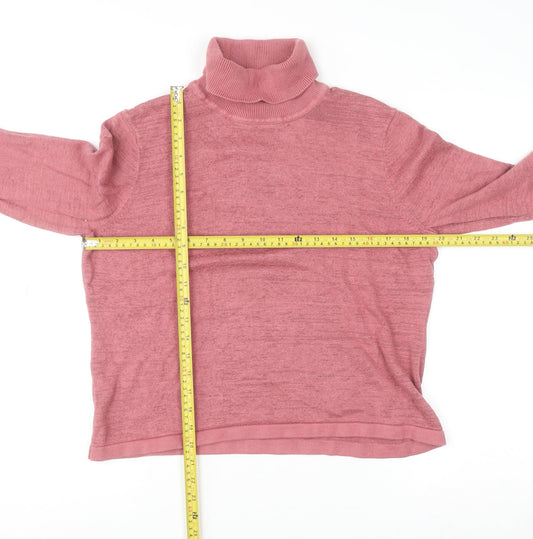 Viyella Womens Pink Roll Neck Long Sleeve Knit Jumper XL