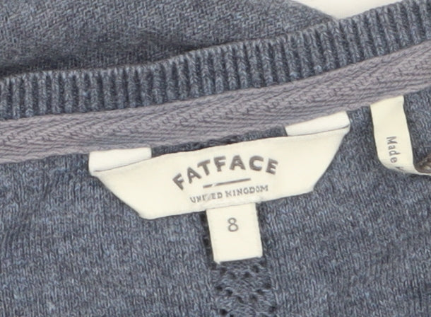 Womens UK Size 8 FatFace Blue Cardigan Jumper