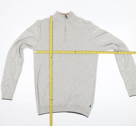 House of Cavani Men's Grey Cotton Half Zip Jumper Size M