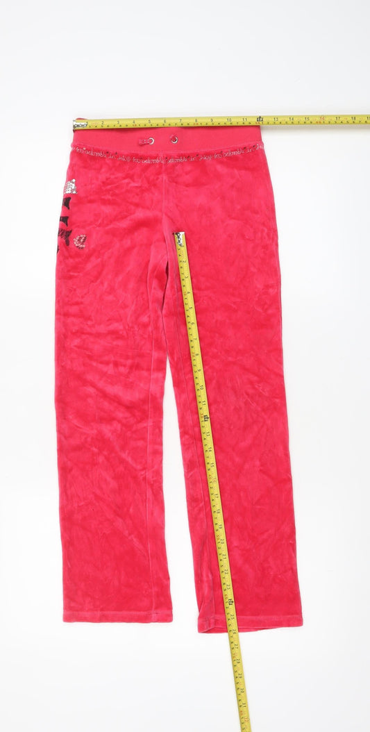 Girls UK Size 8 Years Juicy Couture Regular Fit Sweatpants Red Trousers