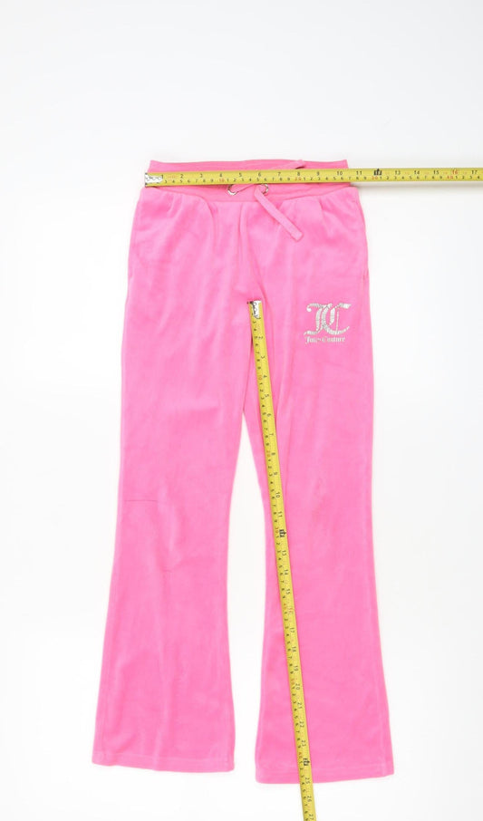 Juicy Couture Girls Pink Velour Sweatpants Size 8-9 Years Drawstring Waist