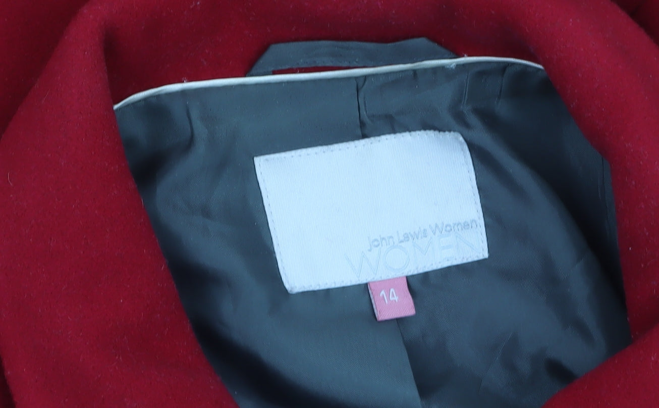 Womens UK Size 14 John Lewis Red Overcoat