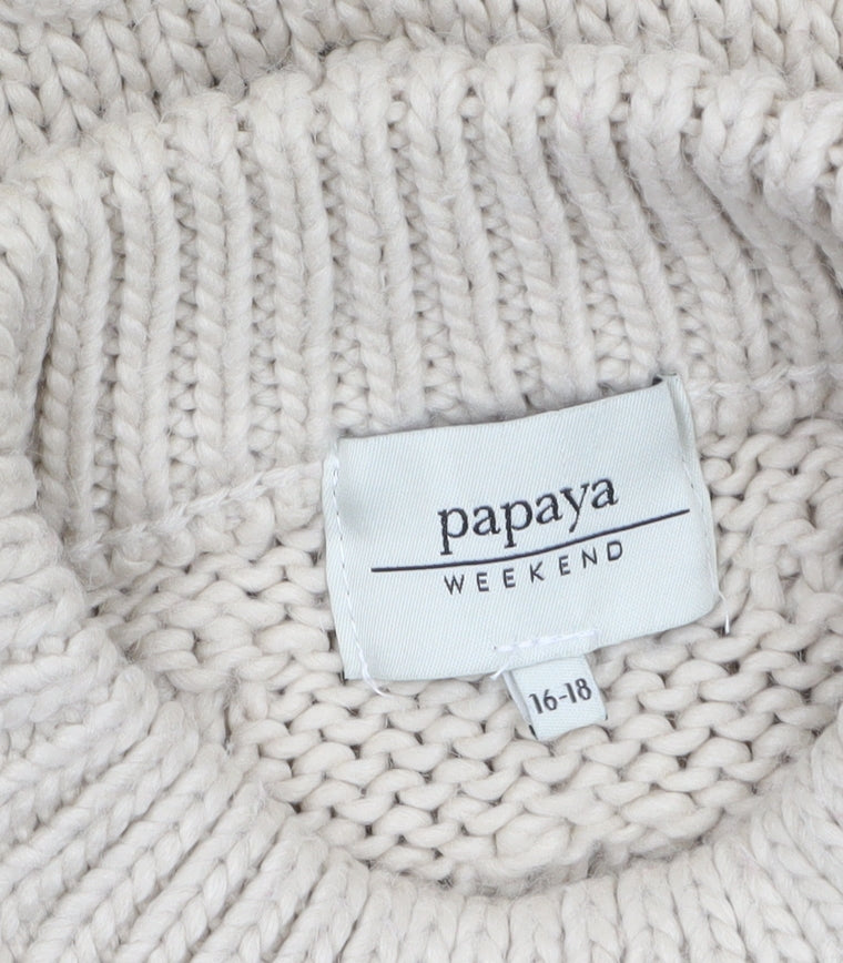 Womens UK Size 16 Papaya Beige Pullover Jumper
