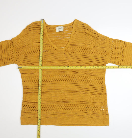 Womens UK Size M Papaya Yellow Pullover Jumper