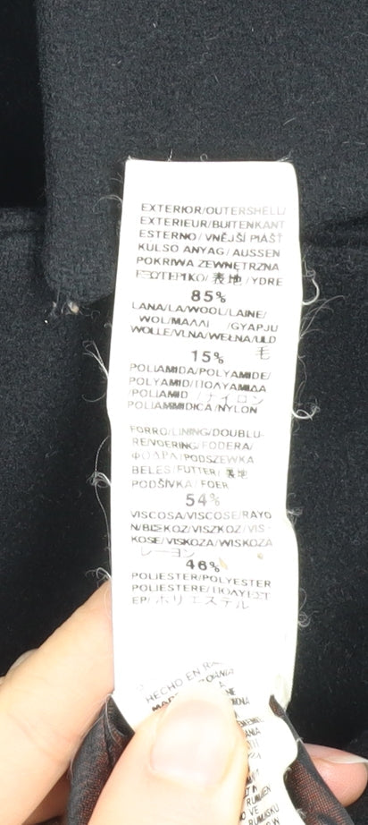 Mens UK Size M Zara Black Overcoat