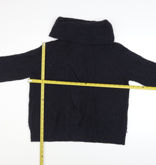 White Stuff Women’s Black Chunky Knit Cowl Neck Jumper Size 12