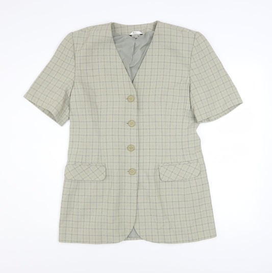 Klass Collection Women's Beige Check Short Sleeve Blazer Size 10