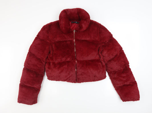 Womens UK Size 10 PRETTYLITTLETHING Red Puffer Jacket