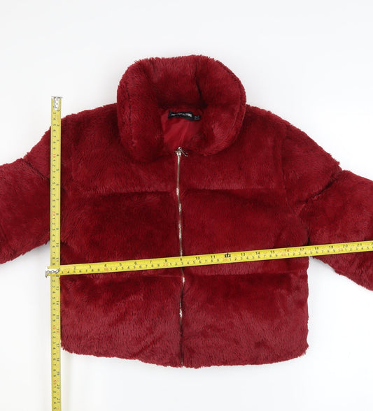Womens UK Size 10 PRETTYLITTLETHING Red Puffer Jacket