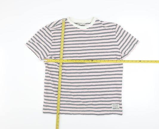 The Stronghold Men’s Multicoloured Striped Cotton Crew Neck T-Shirt M