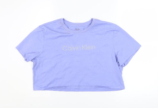 Womens UK Size XL Calvin Klein Purple Cropped T-Shirt