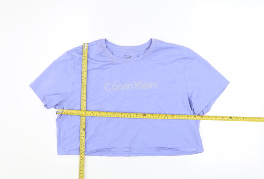 Womens UK Size XL Calvin Klein Purple Cropped T-Shirt