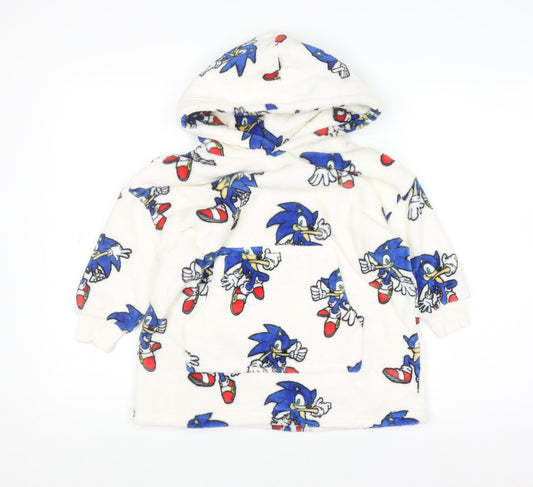 Marks and Spencer Boys White Sonic the Hedgehog Fleece Hooded Robe 3-4 Years