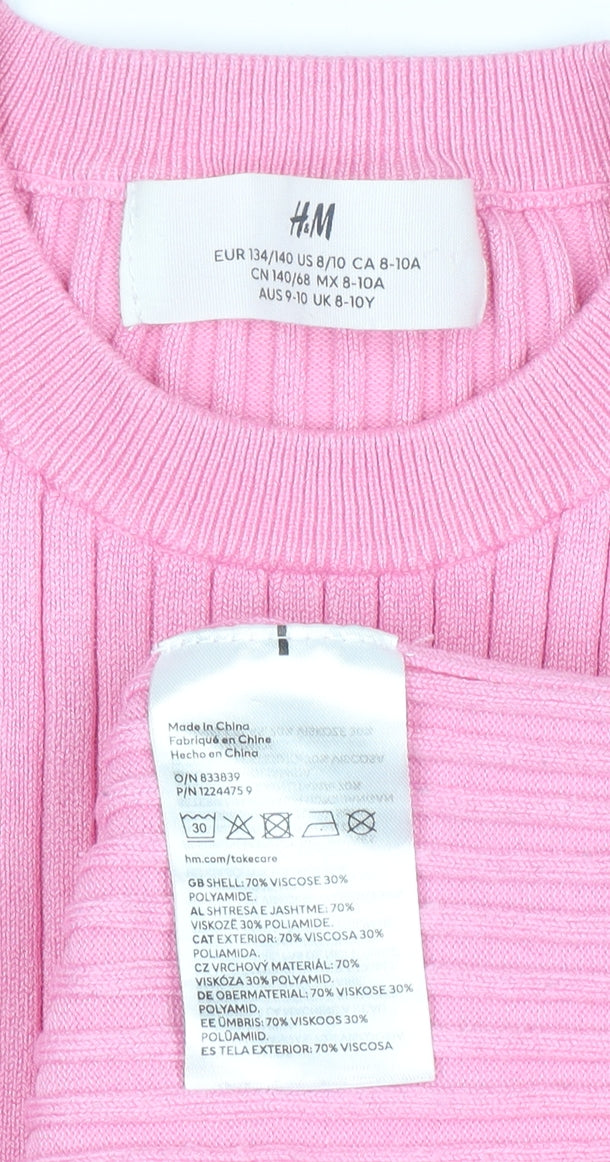 Teens UK Size 8 H&M Pink Basic T-Shirt