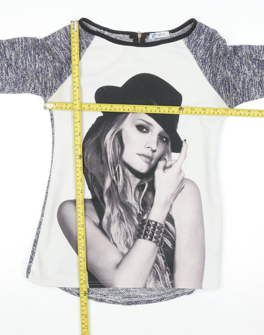 Womens UK Size S Jump & Fish Grey Jersey T-Shirt