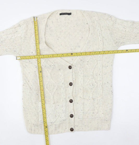 Womens UK Size M QED London Ivory Cardigan Jumper