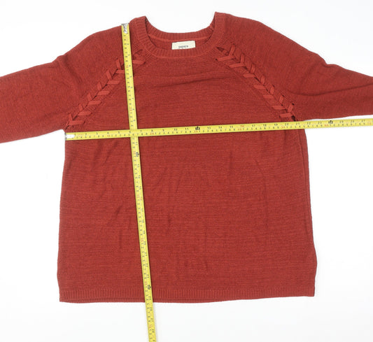 Womens UK Size L Papaya Red Pullover Jumper