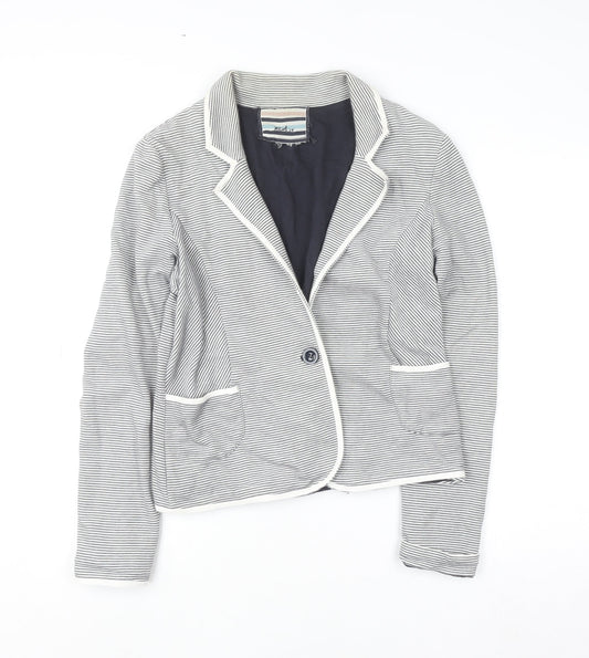 Next Women’s Grey Striped Cotton Blazer Jacket Size M