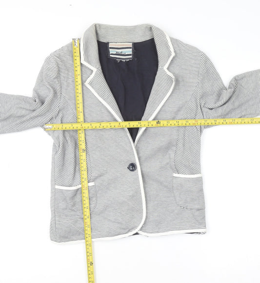 Next Women’s Grey Striped Cotton Blazer Jacket Size M