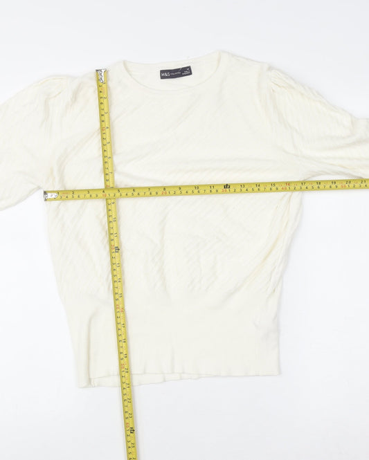 Womens UK Size 14 Marks and Spencer Ivory Pullover Jumper