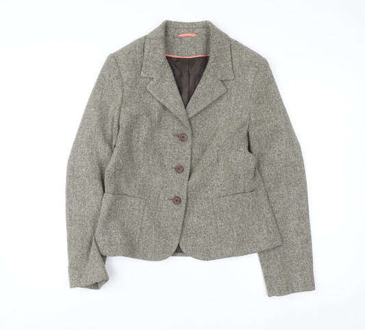 Berkertex Women Brown Tweed Blazer Jacket Size 12 Classic Formal
