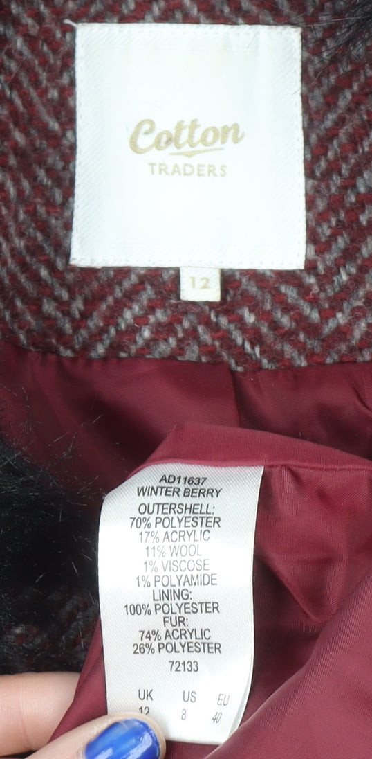 Womens UK Size 12 Cotton Traders Red Pea Coat