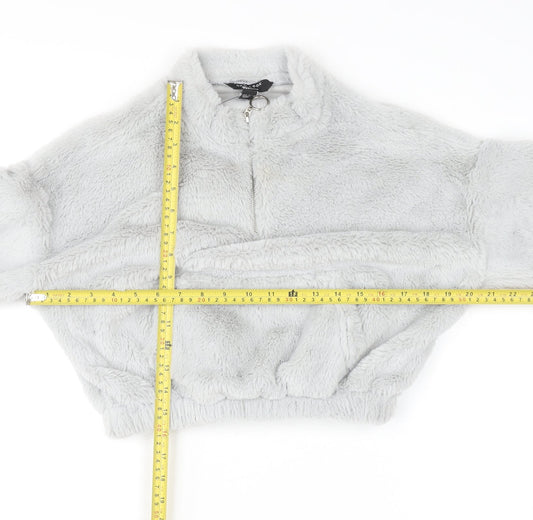 New Look Girls Grey Fleece 1/4 Zip Pullover Sweatshirt Age 12-13 Years