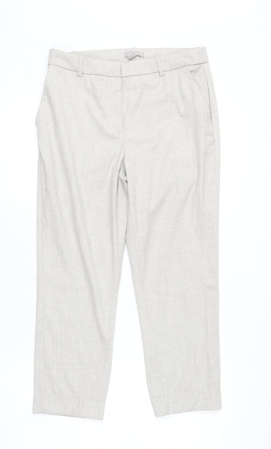 H&M Women’s Beige Dress Pants UK 4 Slim Fit Mid Rise Lightweight Trousers