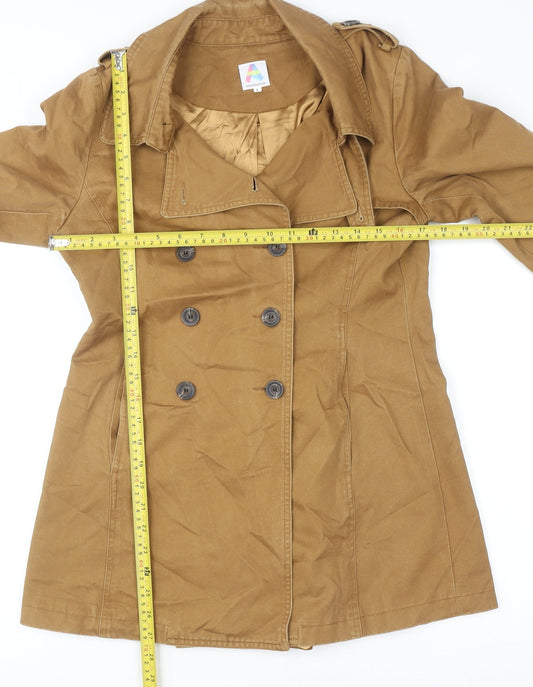 A for Arcade Womens Brown L Trench Coat Cotton Twill Mid-Length