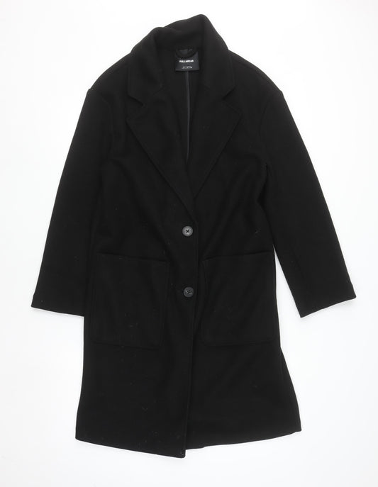 Womens UK Size S Pull&Bear Black Overcoat