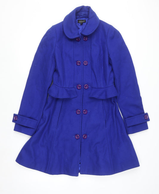 Womens UK Size 8 Topshop Blue Pea Coat