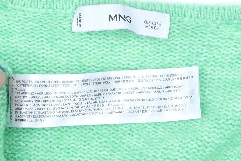 Womens UK Size S Mango Green Pullover Jumper