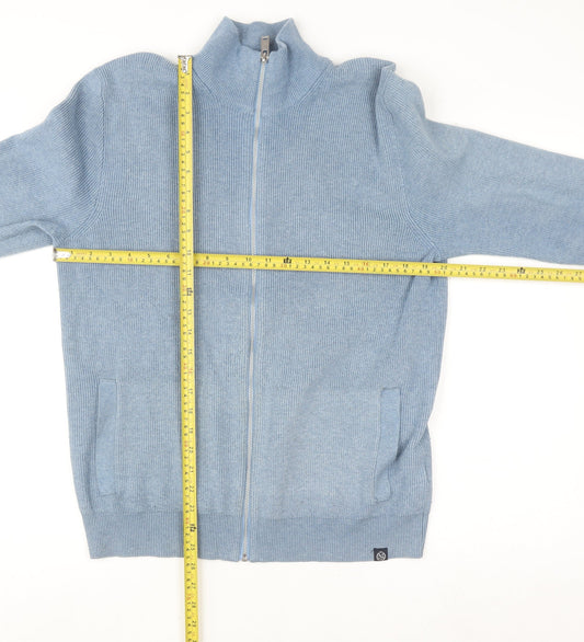Mens UK Size M Marks and Spencer Blue Full Zip Jumper