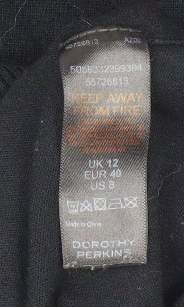 Womens UK Size 12 Dorothy Perkins Black Basic Blouse
