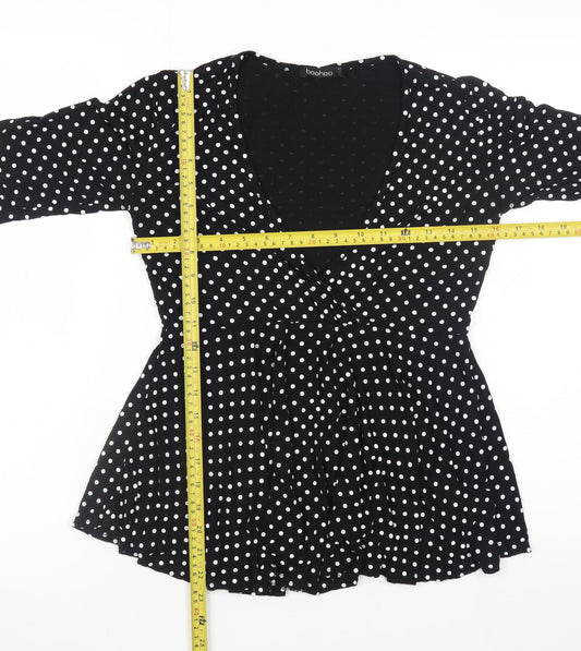 Womens UK Size 12 Boohoo Black Wrap Blouse