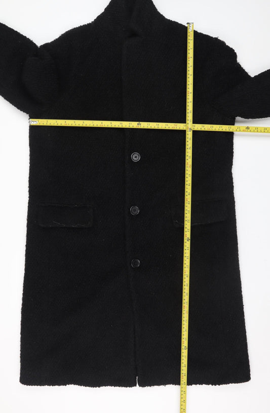 Mens UK Size L Zara Black Overcoat