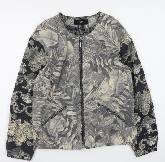 Womens UK Size 6 H&M Grey Bomber Jacket