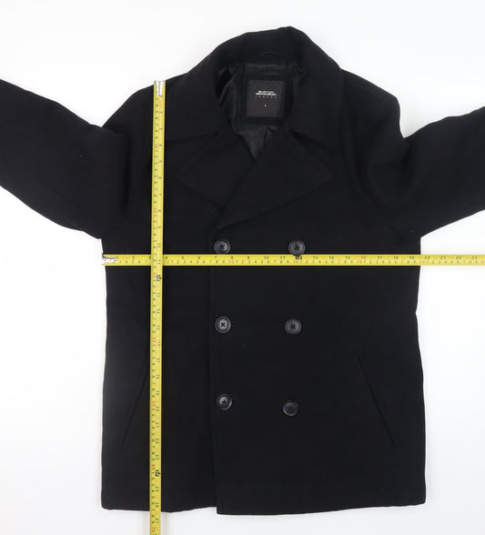 Burton Menswear London Men's Black Wool Pea Coat Size S
