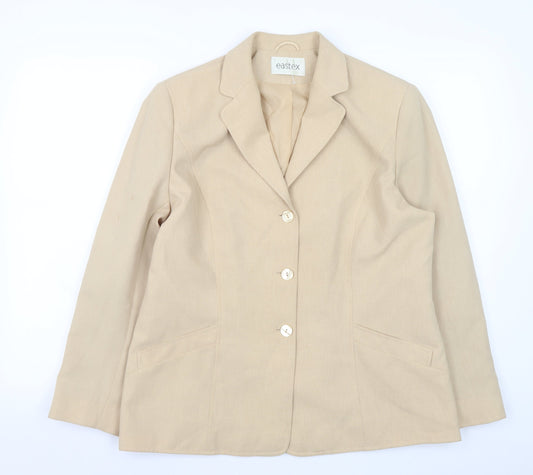 Eastex Women Beige Wool Blend Classic Blazer UK 14