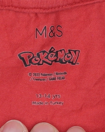 Boys UK Size 13-14 Years Marks and Spencer Red Basic T-Shirt