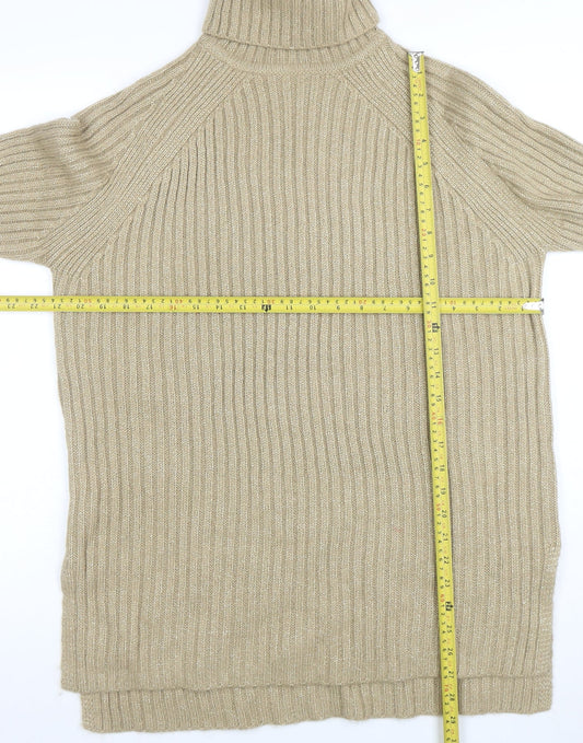 Marks and Spencer Women’s Beige Wool Roll Neck Tunic Jumper Size M
