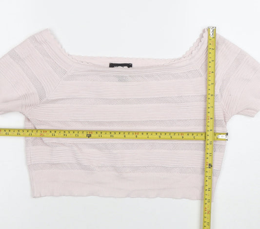 Womens UK Size 18 New Look Pink Cropped T-Shirt