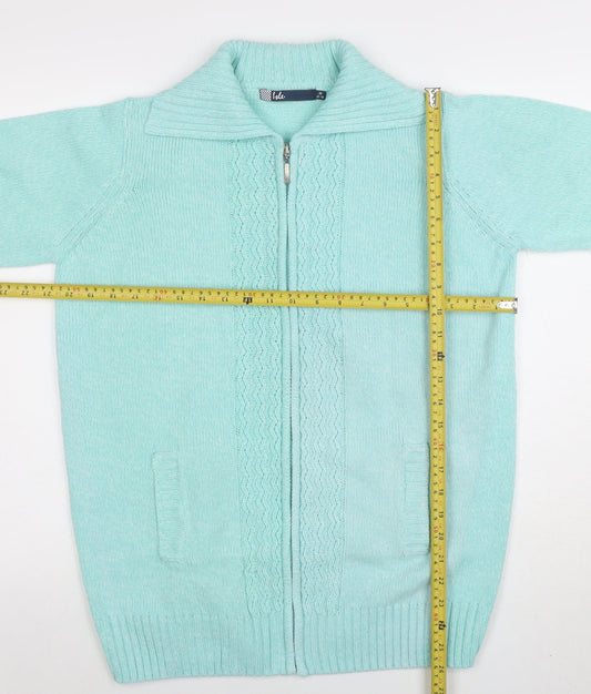 Womens UK Size M Isle Green Full Zip Jumper