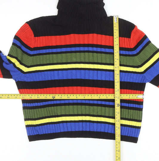 Cooperative Womens Multicoloured Striped Roll Neck Ribbed Jumper Size M