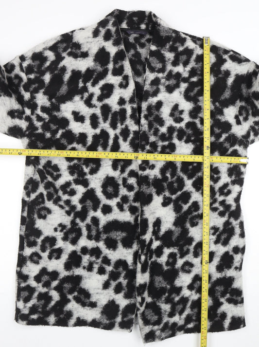 Marks and Spencer Womens Grey Leopard Print Open Cardigan Size 18