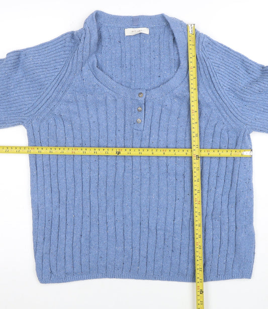 Womens UK Size L Per Una Blue Henley Jumper