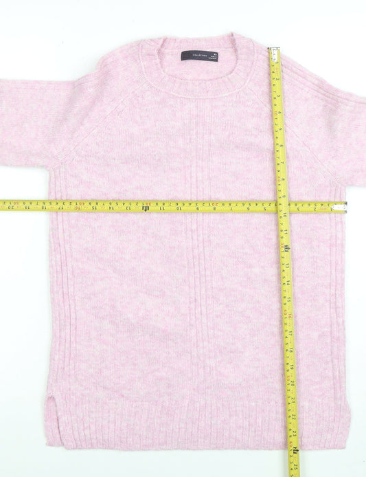 Marks and Spencer Women Pink Crew Neck Long Sleeve Jumper XS